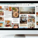 Een computerscherm met boeiende foto's, vergezeld van een dampende kop koffie, perfect voor het maken van inspirerende blogs.